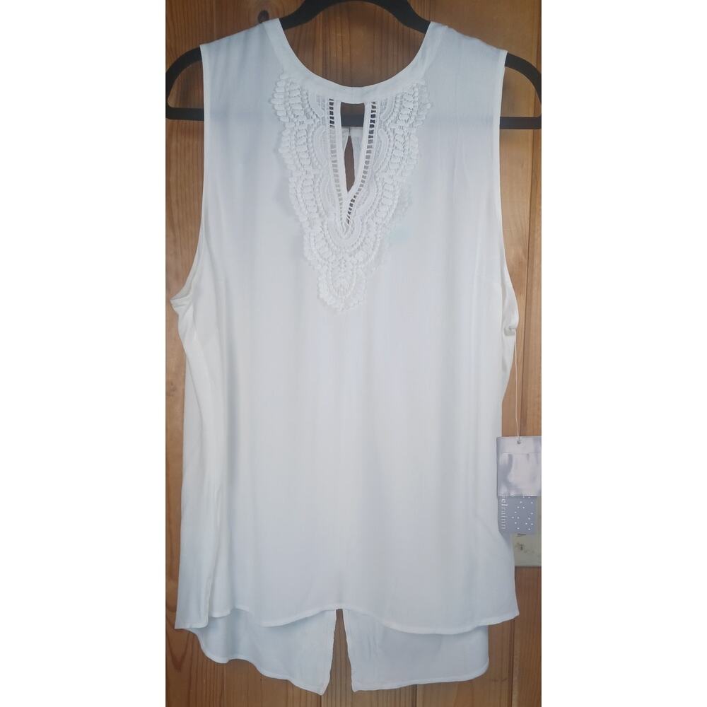 NWT Pale Sky Ivory Daniel Rainn Quin Keyhole Crochet Blouse Top Size XL Coquette